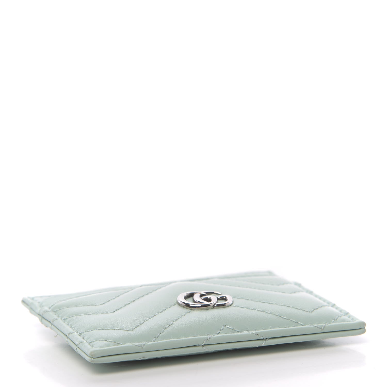 Gucci Calfskin Matelasse GG Marmont Card Holder Water Green 4 of 7