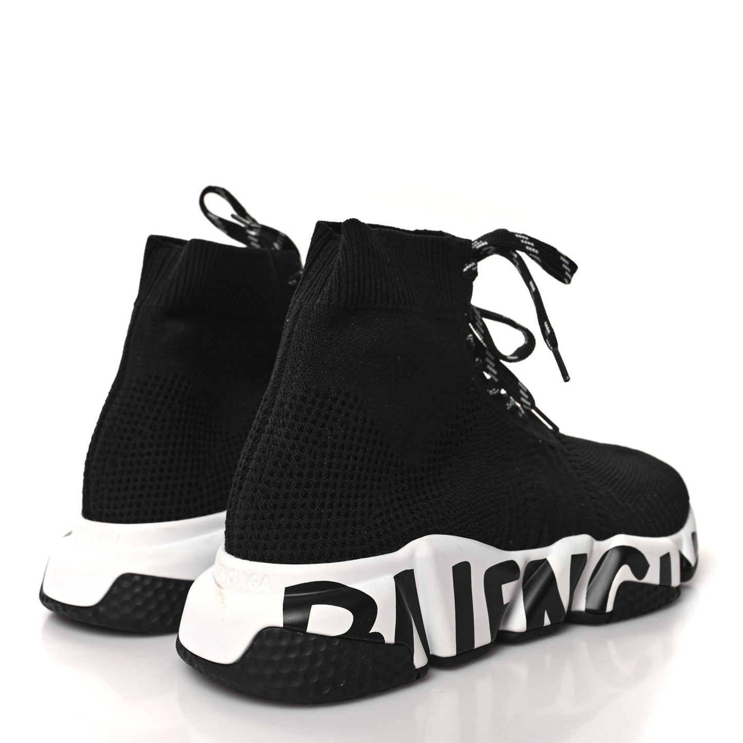 Knit Womens Speed Lace Up Graffiti Sneakers 38 Black White
