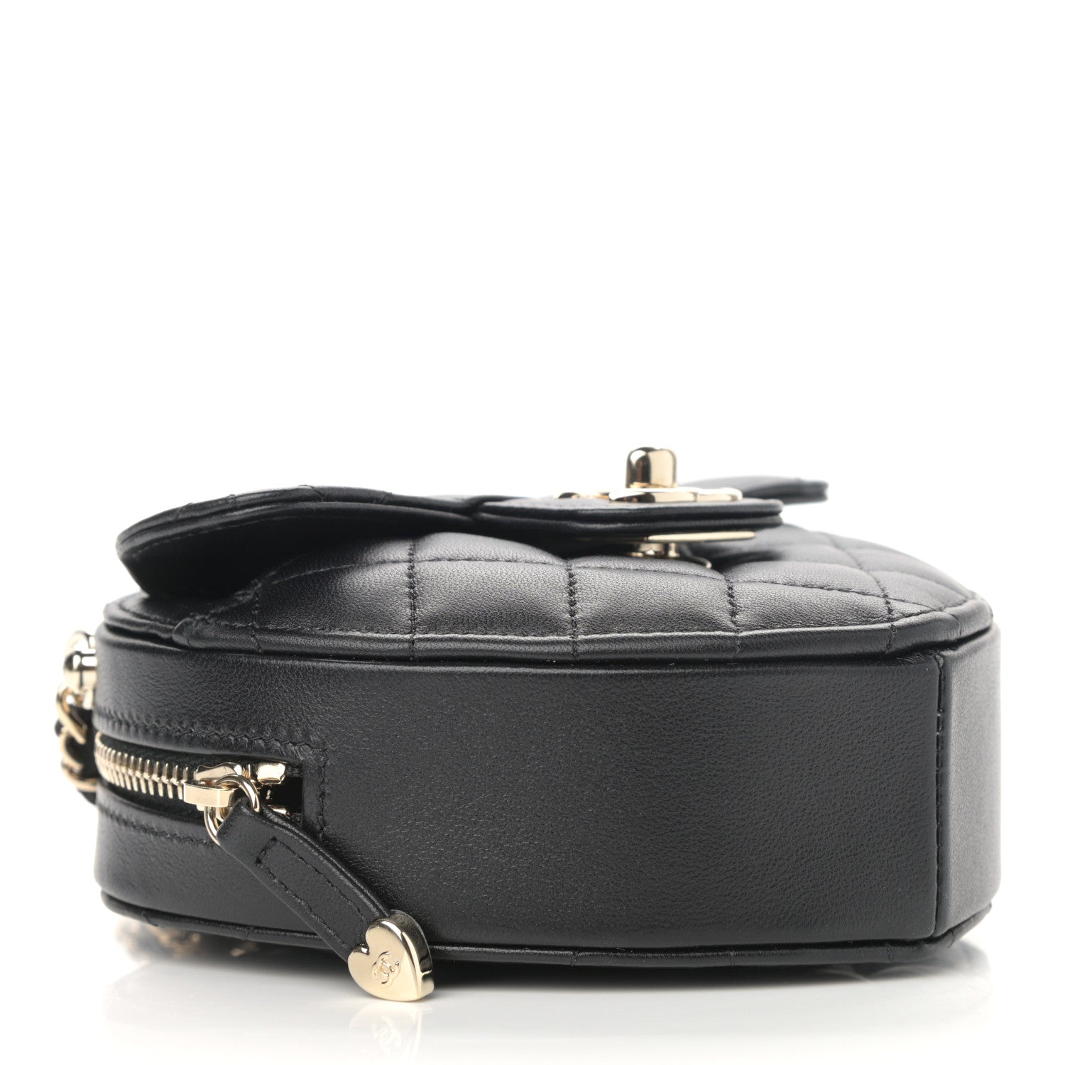 Chanel Lambskin Quilted CC In Love Heart Clutch With Chain Black 4 of 13