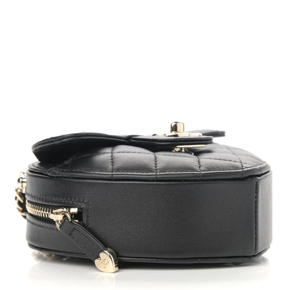 Chanel Lambskin Quilted CC In Love Heart Clutch With Chain Black 4 of 13