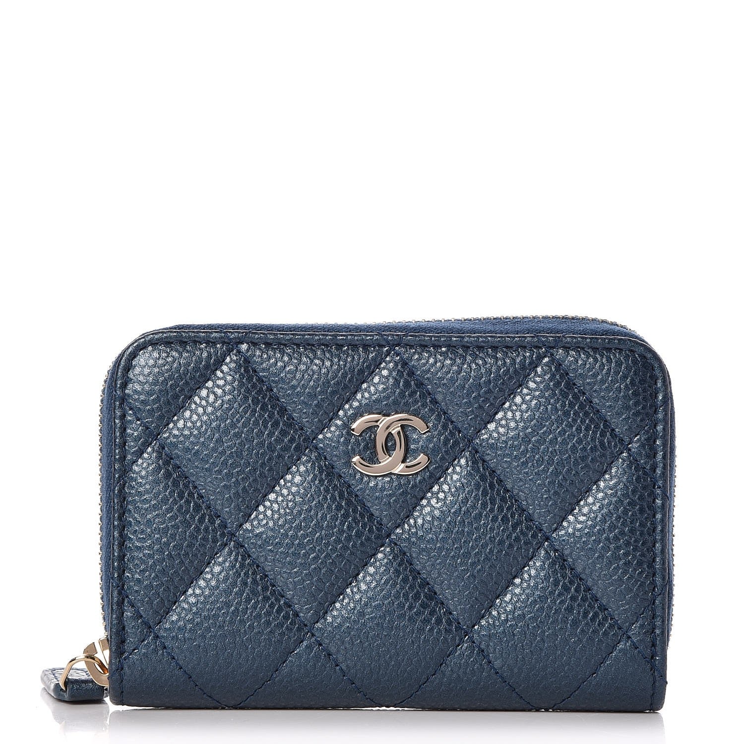 Chanel Caviar Quilted Zip Coin Purse Dark Blue 1 of 8