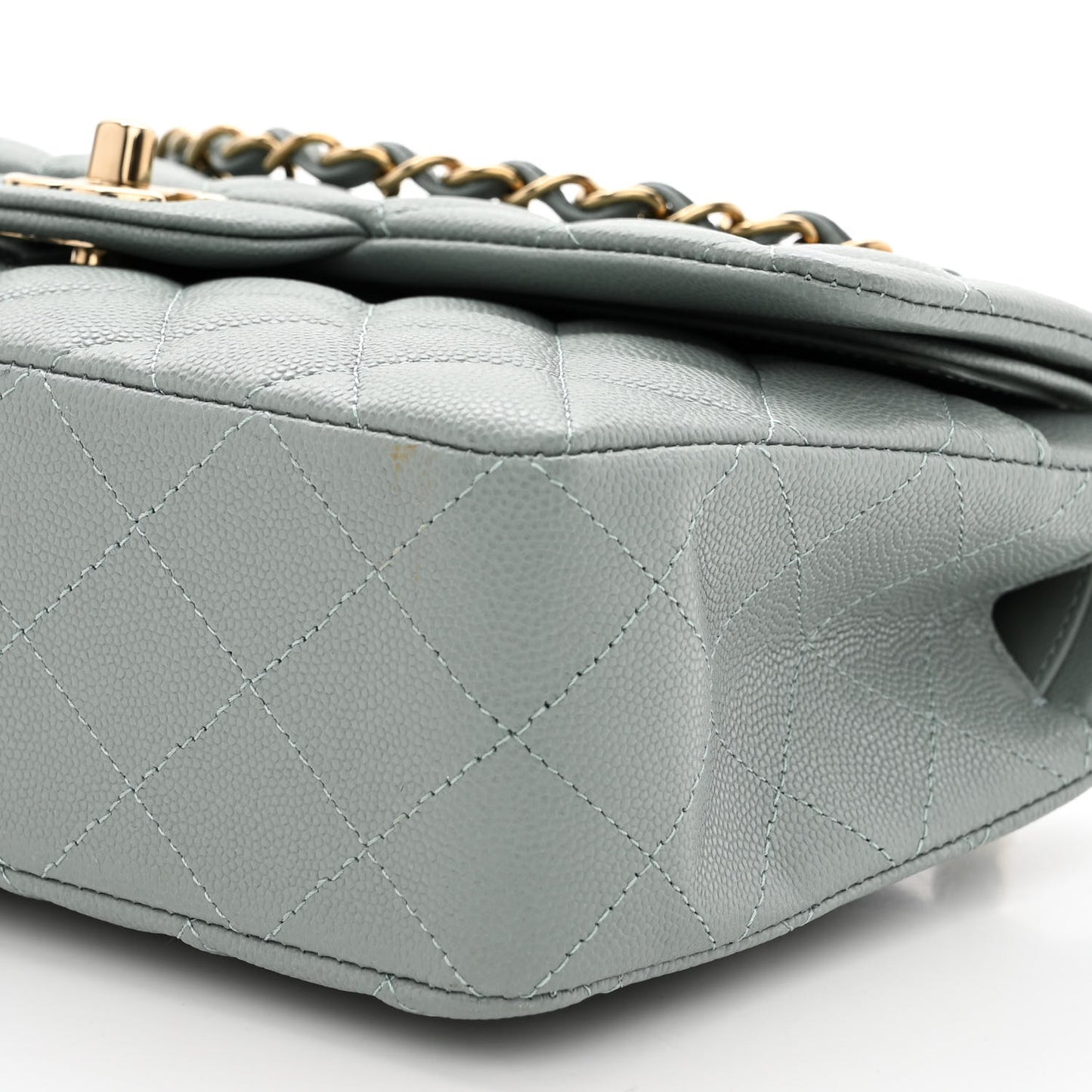 Caviar Quilted Small Double Flap Light Blue