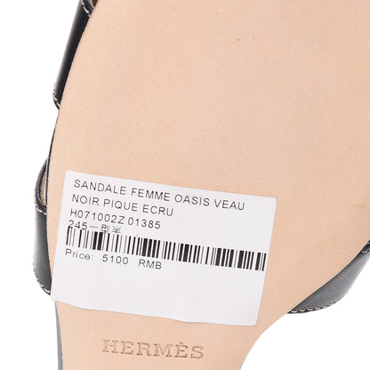 Hermes Calfskin Oasis Sandals 38.5 Black 10 of 11
