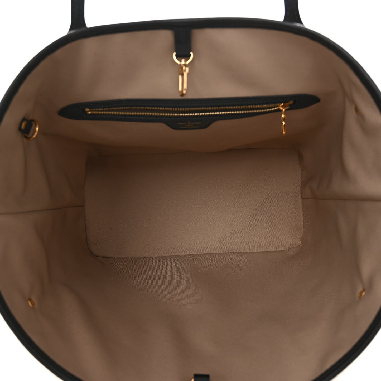 Cotton Monogram Embroidered Neverfull MM Beige Black