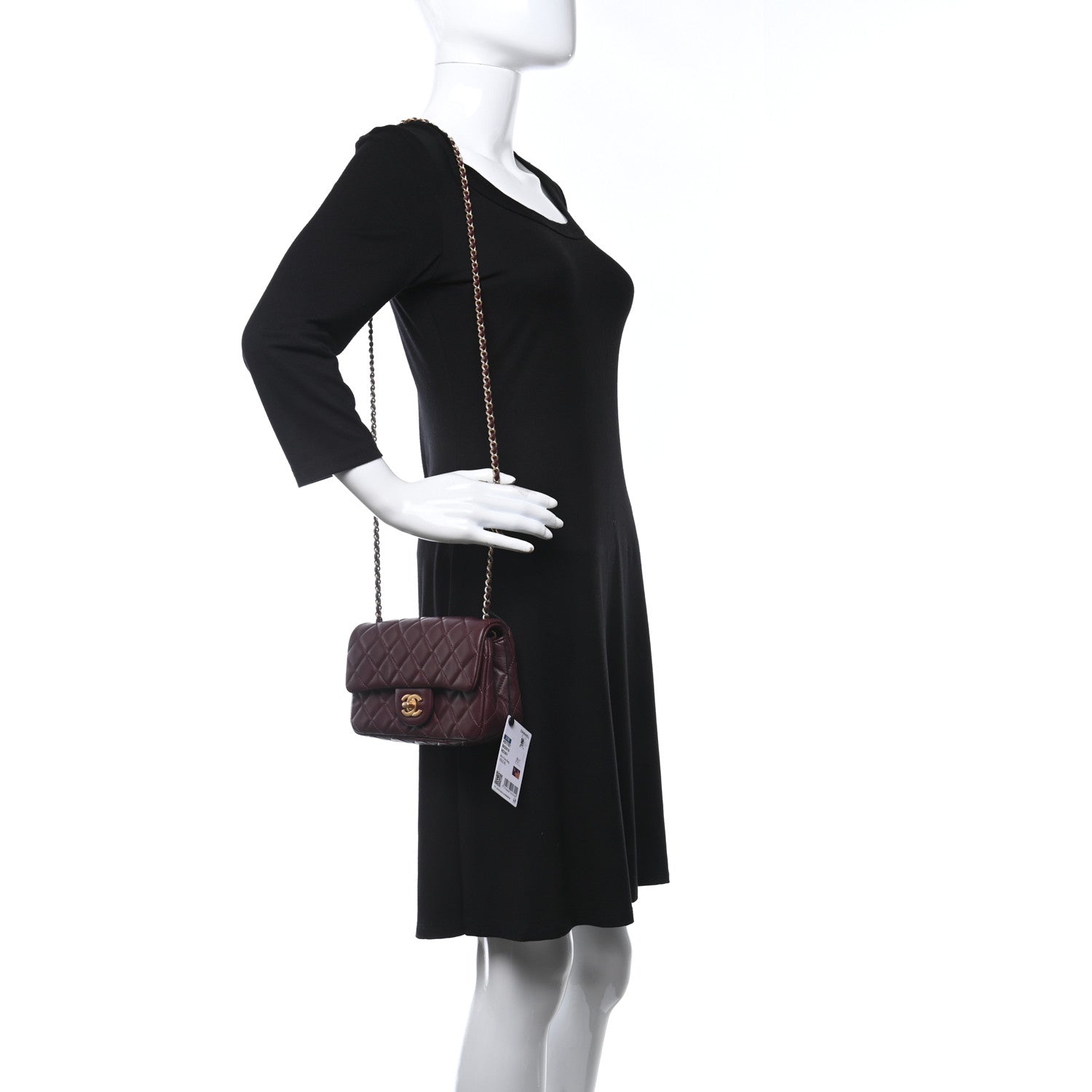 Chanel Lambskin Quilted Mini Rectangular Pearl Crush Flap Burgundy 3 of 9