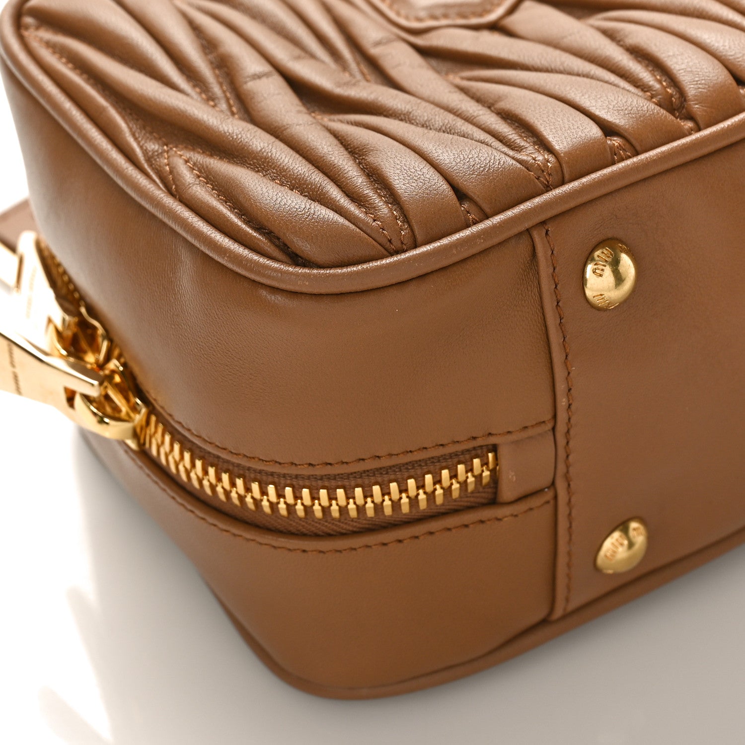Miu Miu Nappa Matelasse Large Arcadie Top Handle Bag Caramel 7 of 8