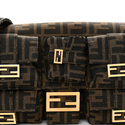 Fendi Fabric Jacquard FF 1974 Multipocket Baguette Tobacco Moro 7 of 9
