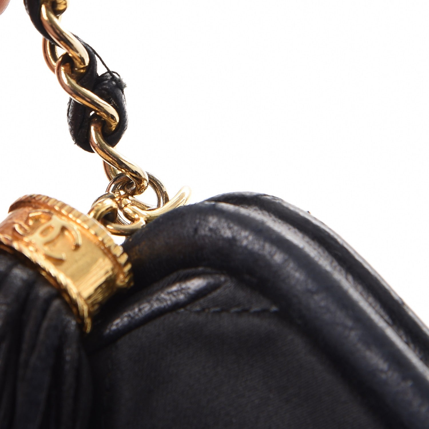 Chanel Satin Quilted Tassel Frame Crossbody Black 9 of 11
