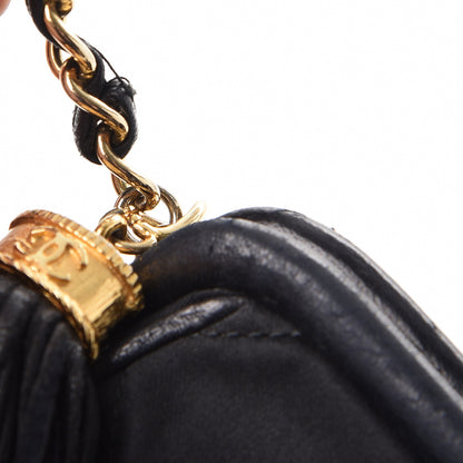Chanel Satin Quilted Tassel Frame Crossbody Black 9 of 11