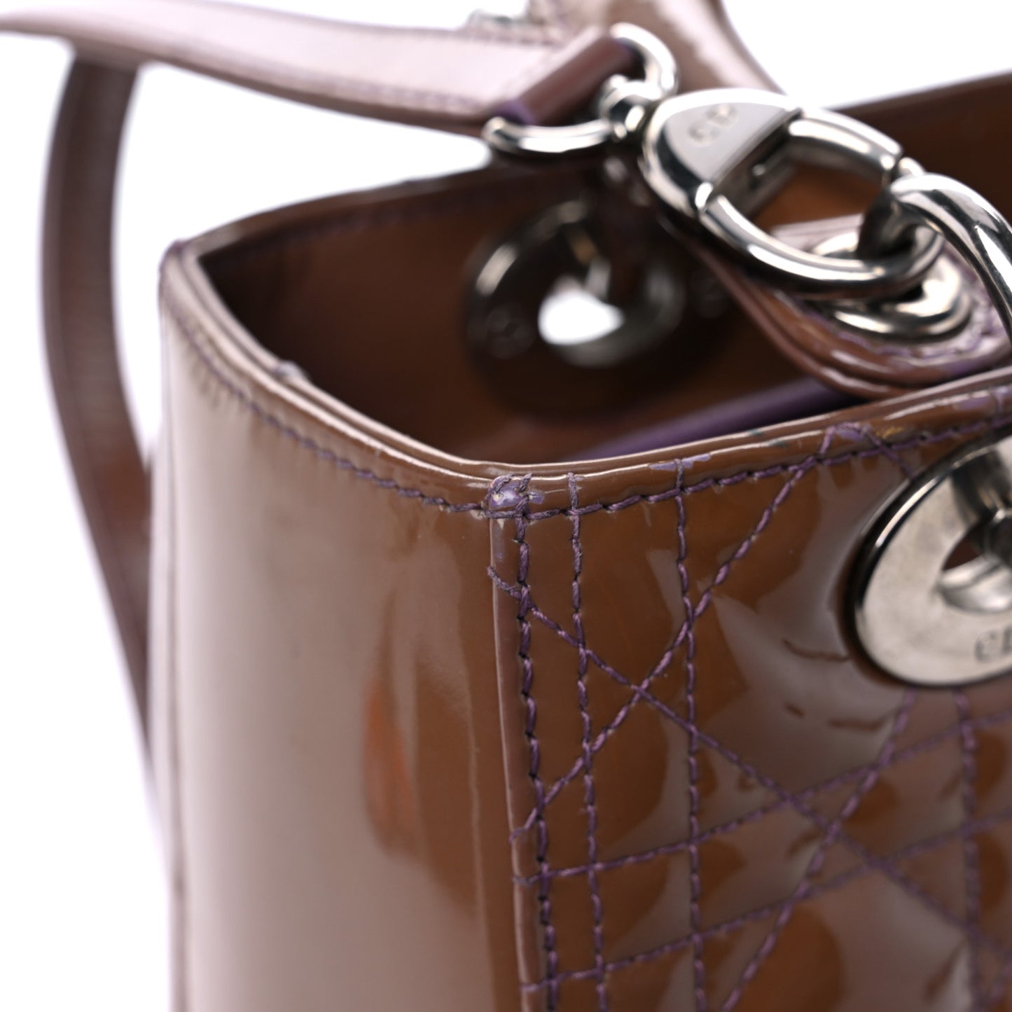 Patent Cannage Medium Lady Dior Brown