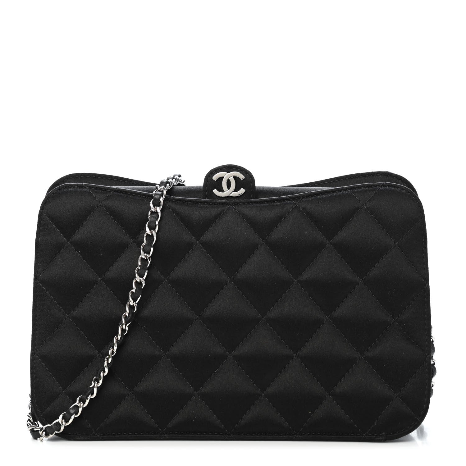 Chanel Satin Quilted Evening Bag Black 1 of 4