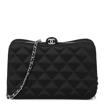 Chanel Satin Quilted Evening Bag Black 1 of 4