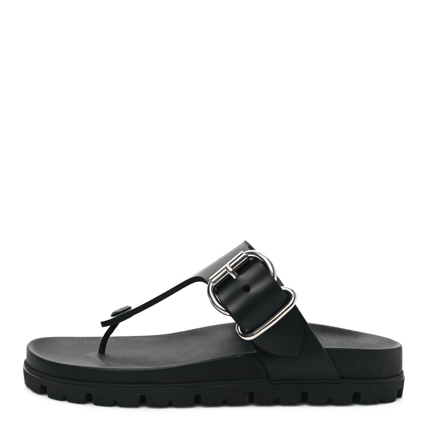 Prada EVA Rubber Buckled Lug Sole 20mm Thong Sandals 38 Black 1 of 10