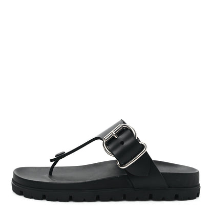 Prada EVA Rubber Buckled Lug Sole 20mm Thong Sandals 38 Black 1 of 10