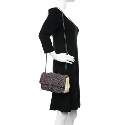 Chanel Tweed Quilted Medium Single Flap Blue Multicolor 2 of 17