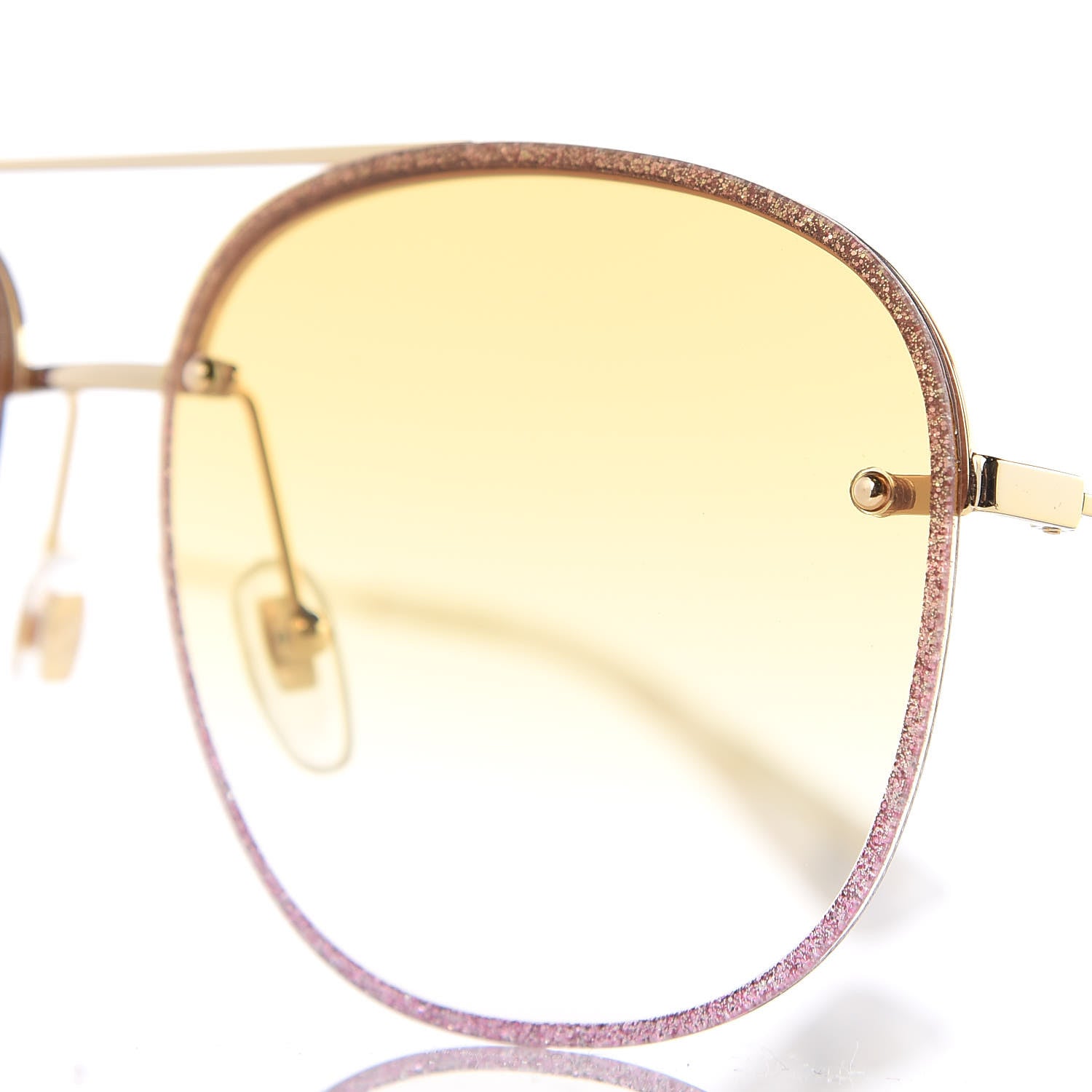 Gucci Metal Glitter Aviator Sunglasses G0227S Pink Gold 7 of 8