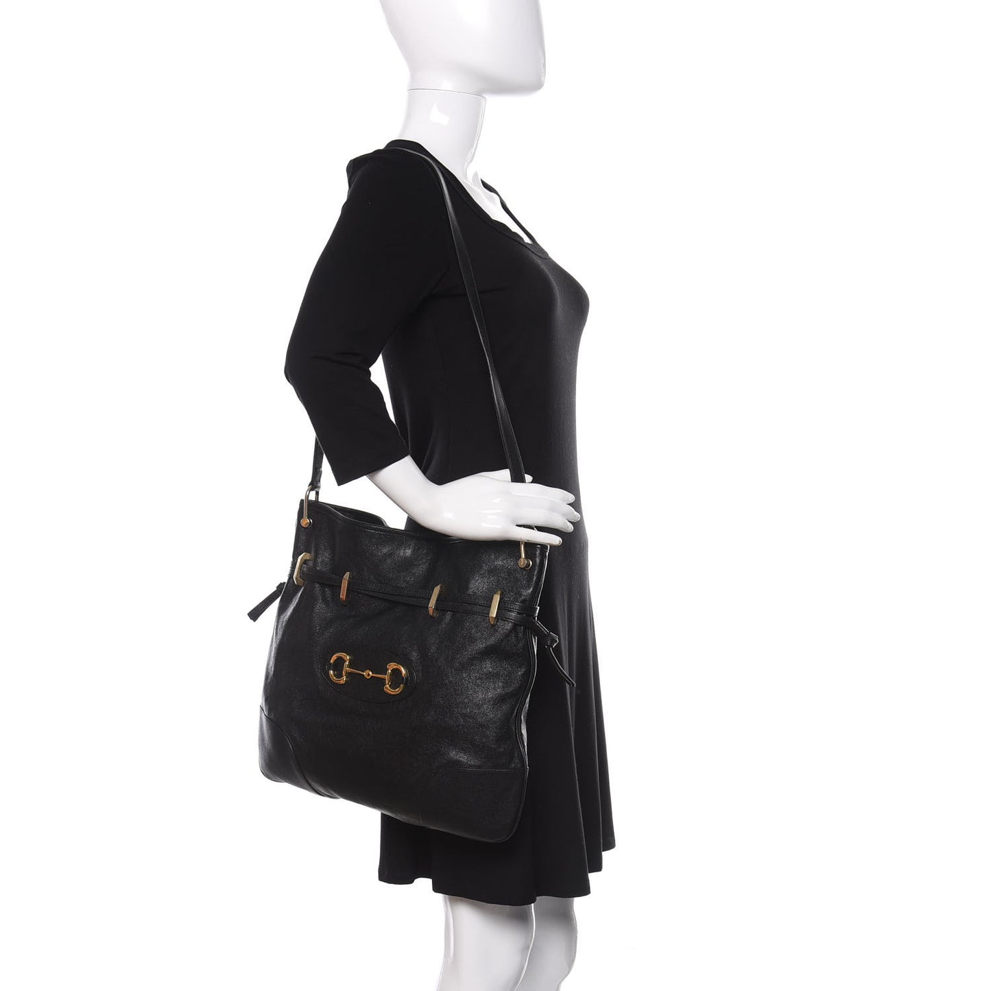 Sakai Calfskin Horsebit 1955 Cinch Top Messenger Bag Black
