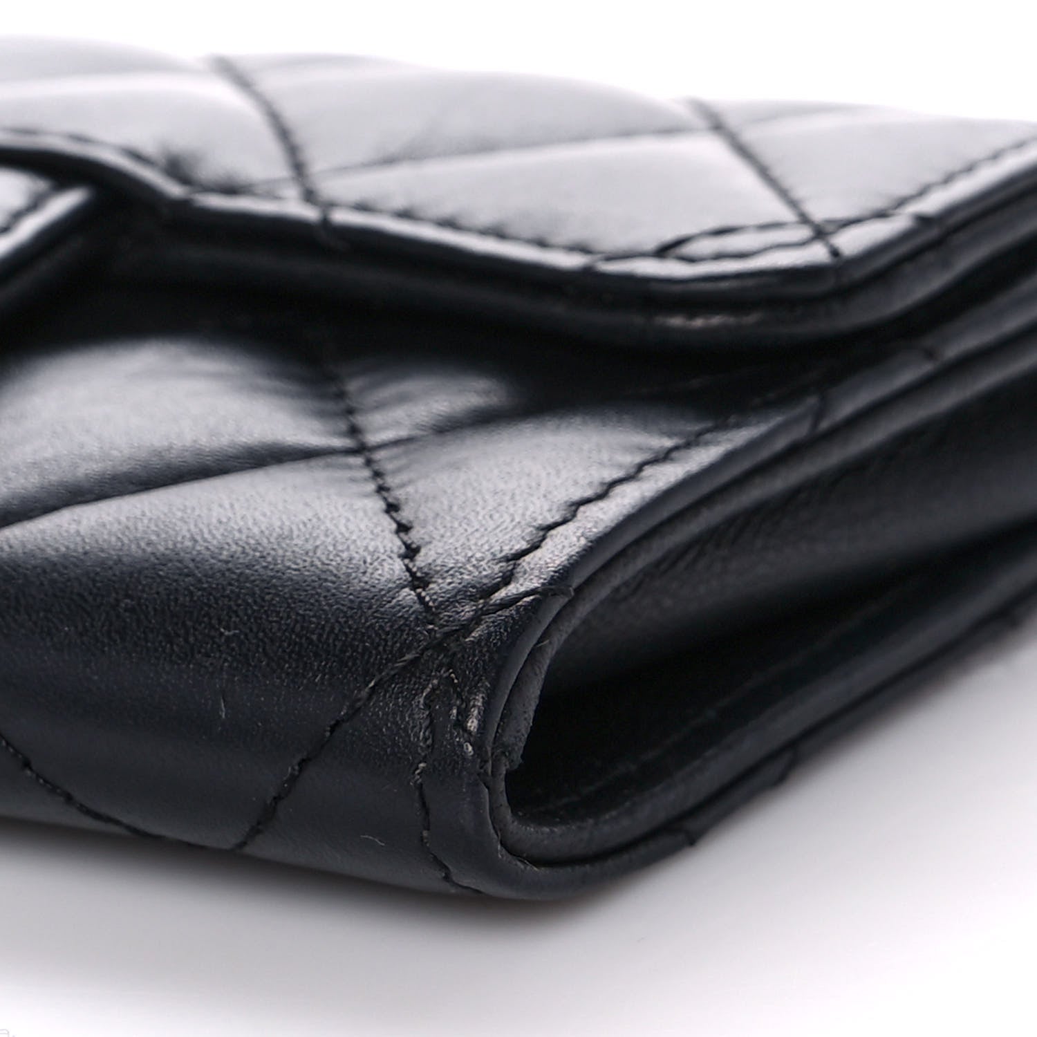 Chanel Aged Calfskin Quilted Reissue Flap Card Holder Black 10 of 15