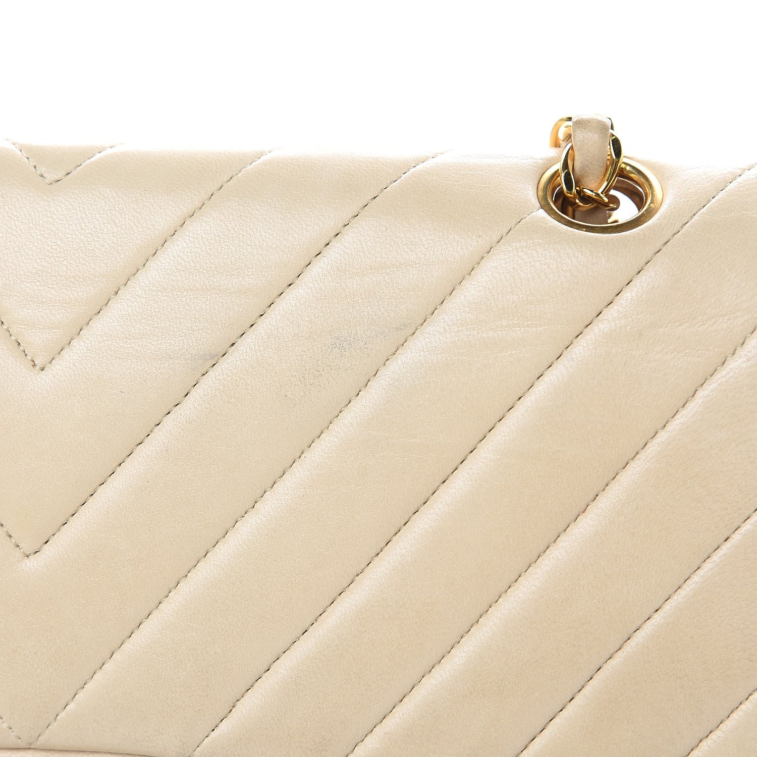 Chanel Lambskin Chevron Quilted Medium Double Flap Beige 20 of 24