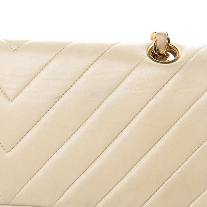Chanel Lambskin Chevron Quilted Medium Double Flap Beige 20 of 24