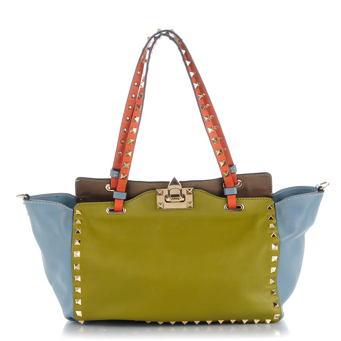 Vitello Colorblock Small Rockstud Tote Multicolor