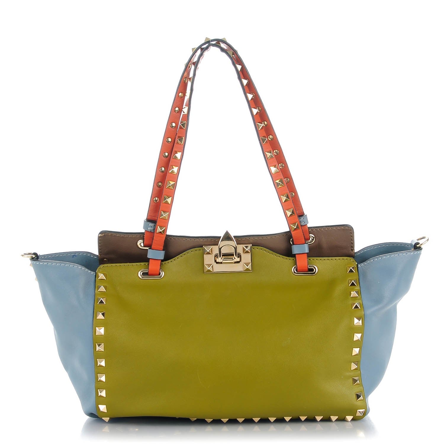 Valentino Garavani Vitello Colorblock Small Rockstud Tote Multicolor 1 of 7