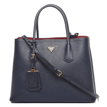 Prada Saffiano Cuir Small Double Bag Baltico Fuoco 1 of 8
