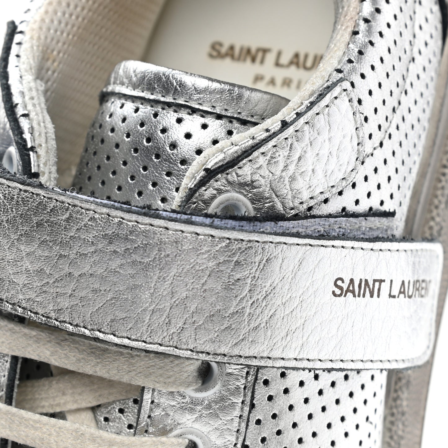 Calfskin Perforated Womens SL24 Sneakers 39 Argento