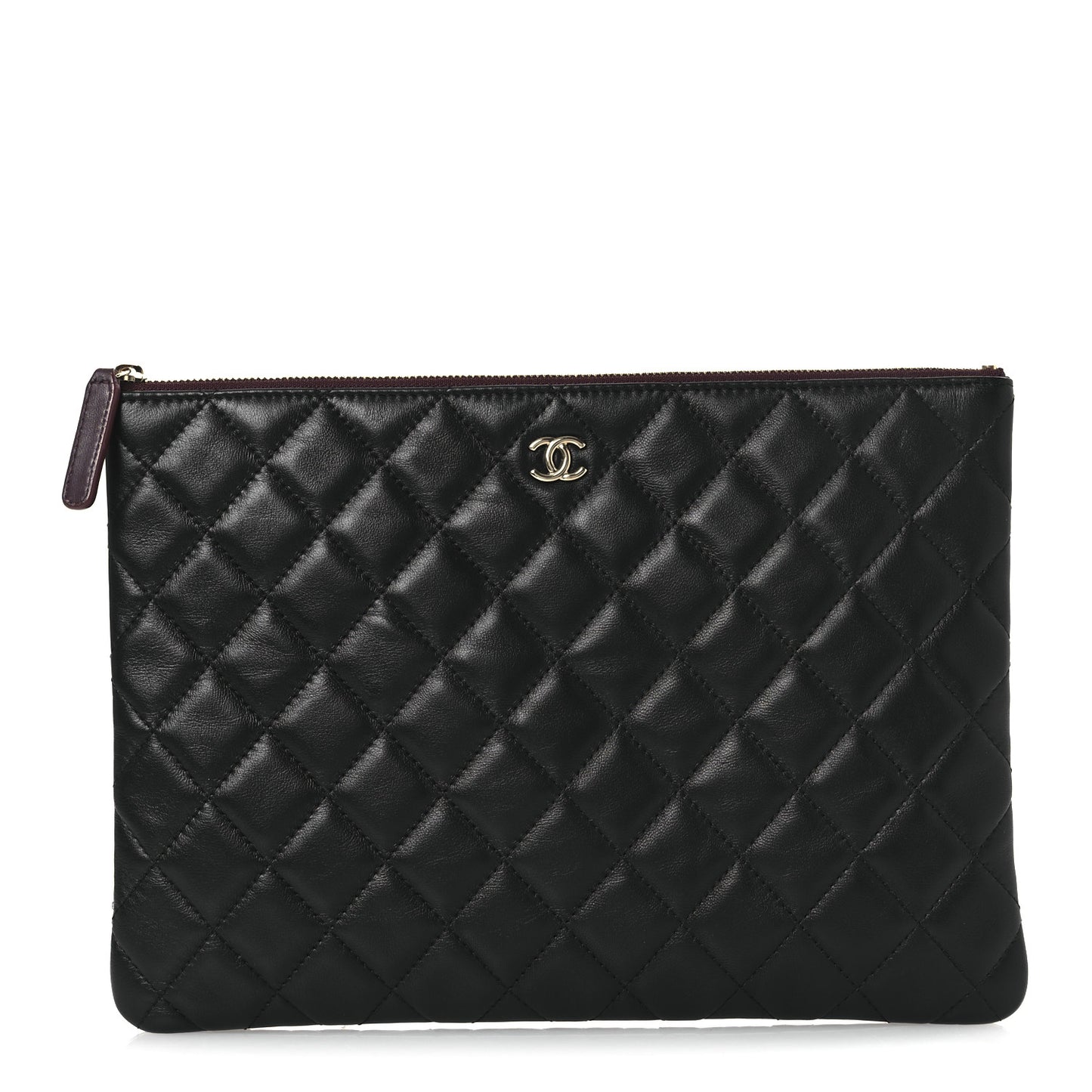 Lambskin Quilted Medium Cosmetic Case Black