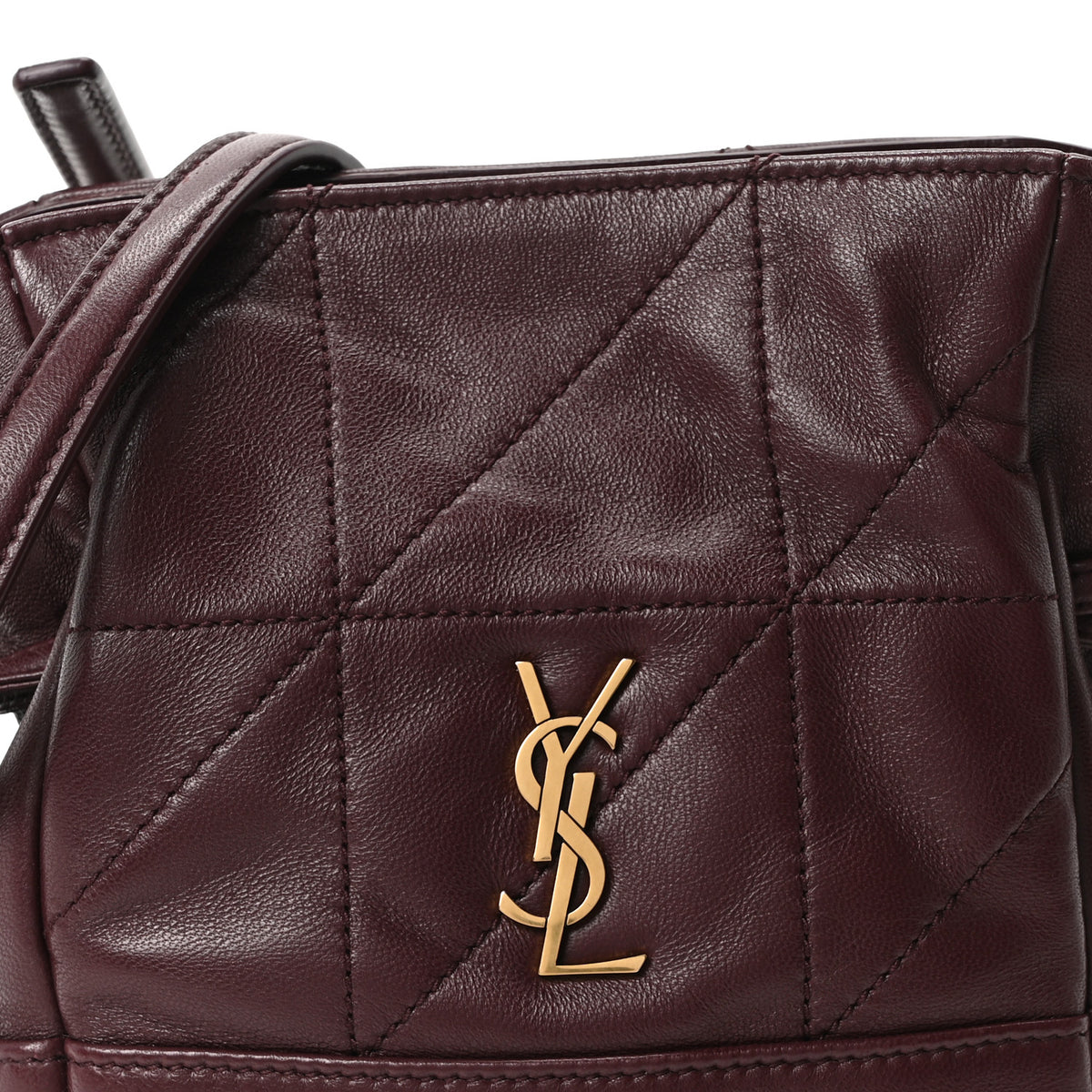 Saint Laurent Lambskin Matelasse Monogram Mini Jamie Shoulder Pouch Bag Rouge Cabernet 8 of 10