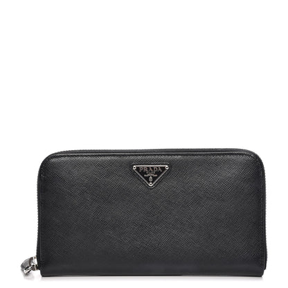 Prada Saffiano Zip Around Wallet Nero Black 1 of 9