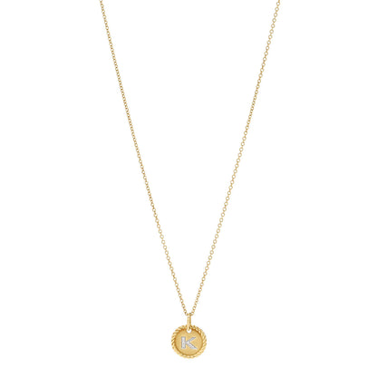 David Yurman 18K Yellow Gold Diamond Initial K Charm Pendant Necklace 1 of 5