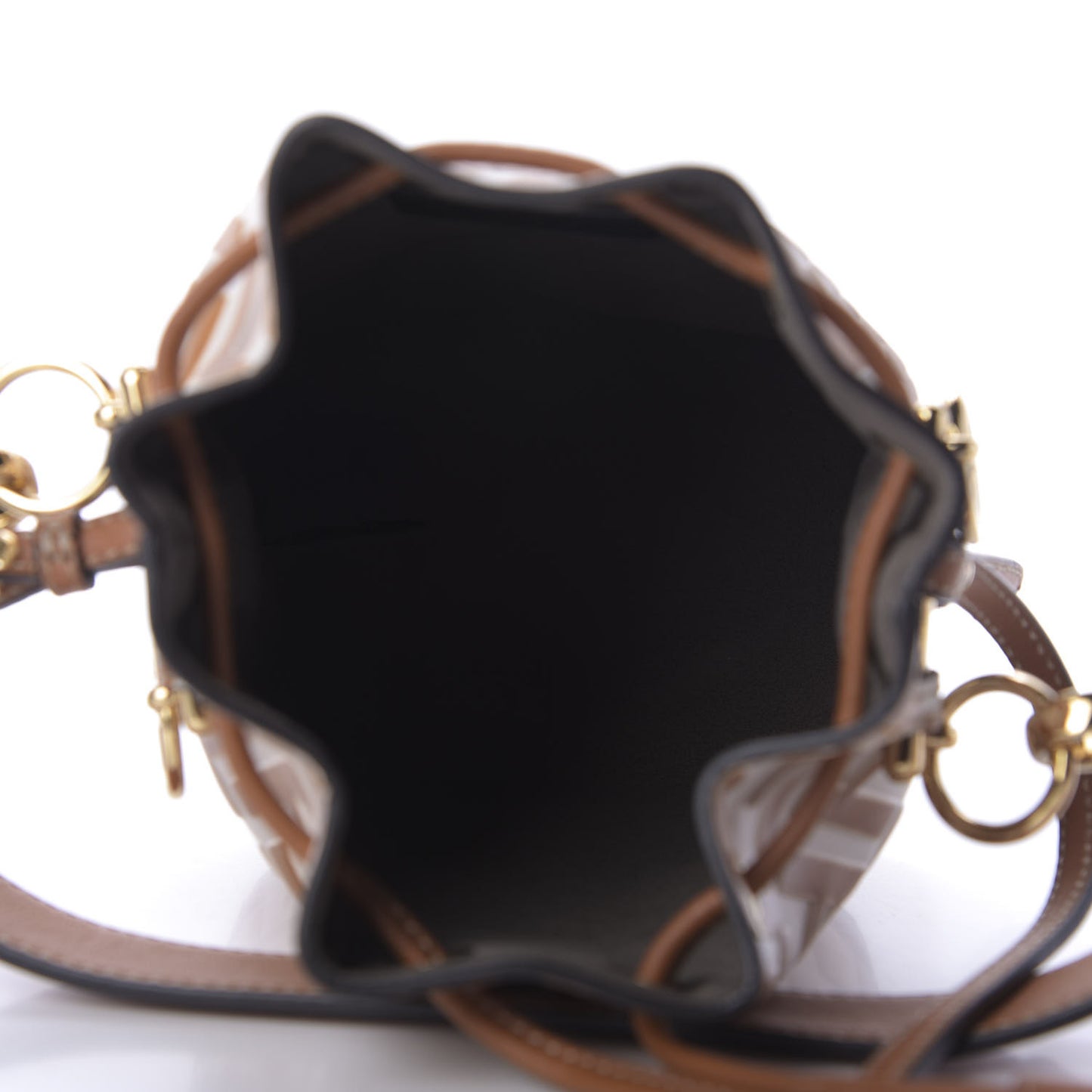 Vitello Grace F is Fendi Bi-Color FF 1974 Embossed Mini Mon Tresor Bucket Bag Camelia Saddler Brandy