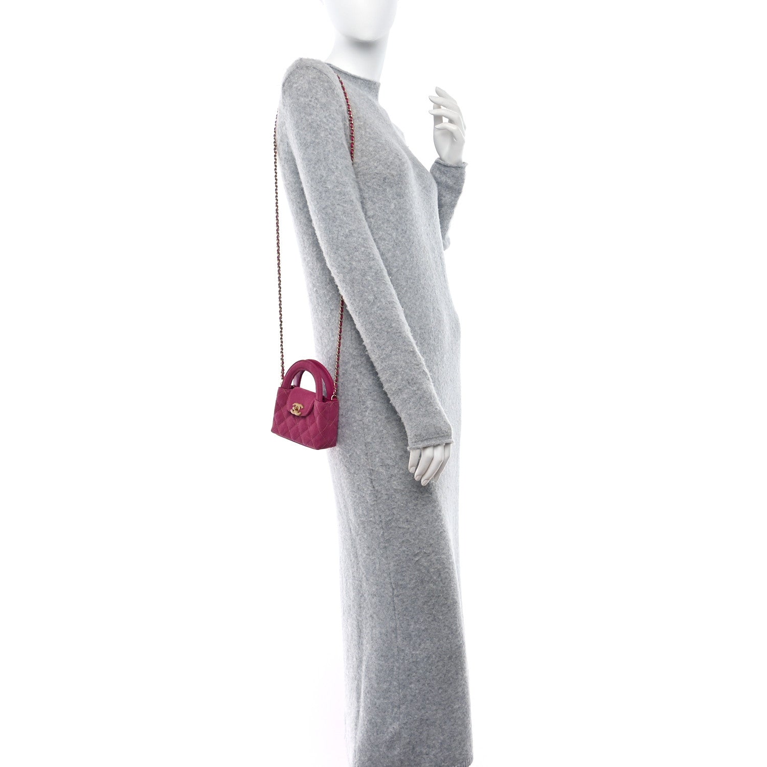 Chanel Denim Quilted Mini Nano Kelly Shopper Fuchsia 2 of 10