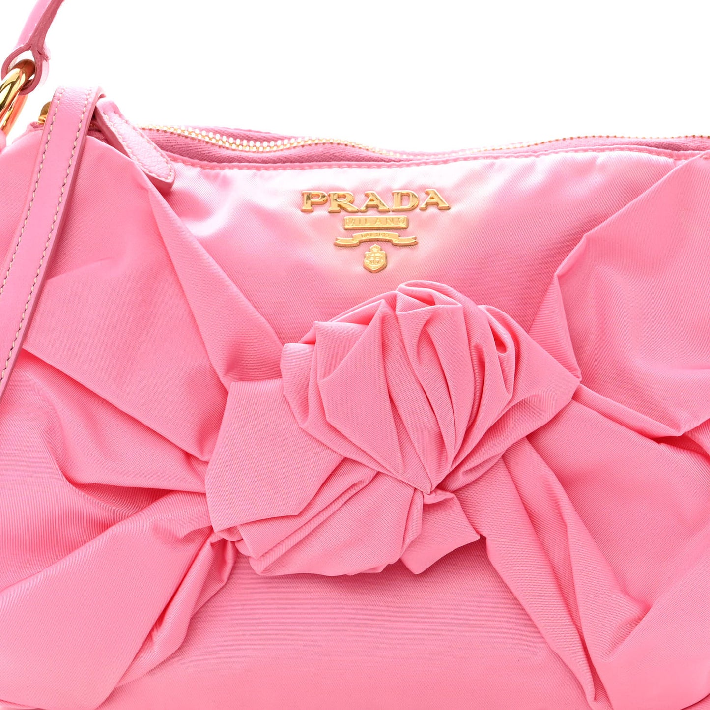 Tessuto Nylon Fiocco Bow Shoulder Bag Begonia