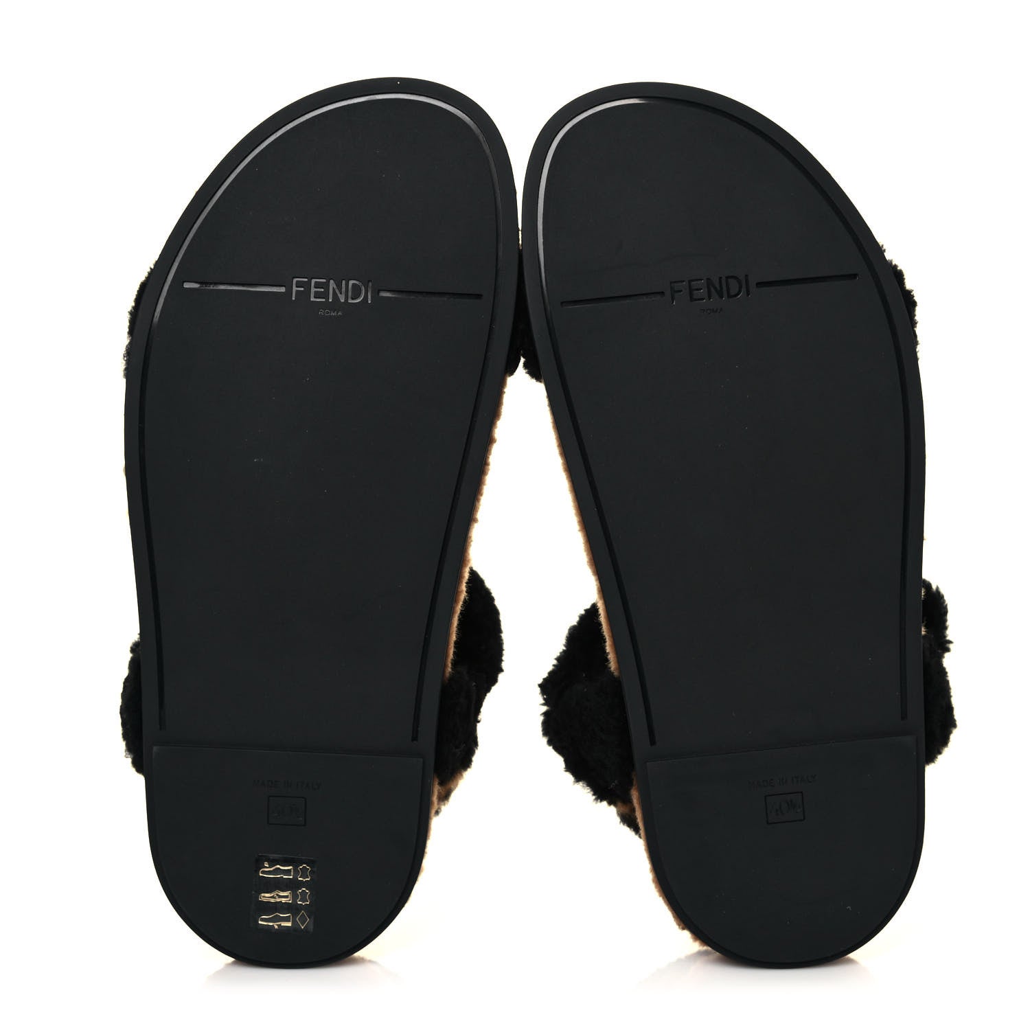 Fendi Shearling FF Fendi Feel Sandals 40.5 Tobacco Black 5 of 9