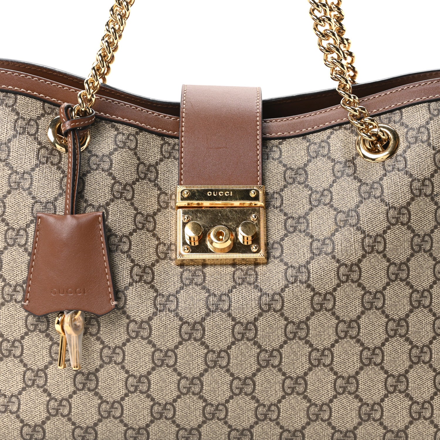 Gucci GG Supreme Monogram Medium Padlock Tote Beige Cuir 8 of 10