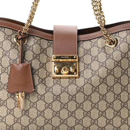 Gucci GG Supreme Monogram Medium Padlock Tote Beige Cuir 8 of 10