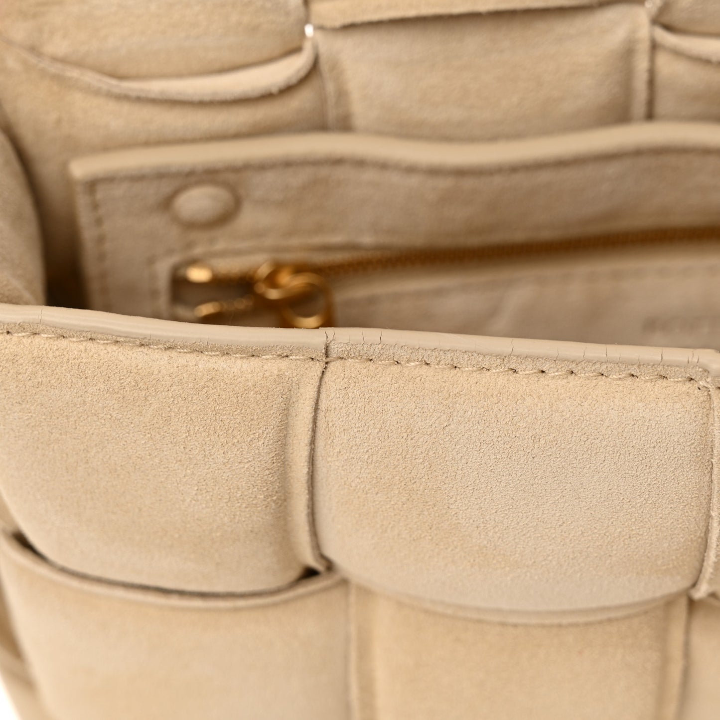 Suede Maxi Intrecciato Padded Chain Cassette Crossbody Bag Sand