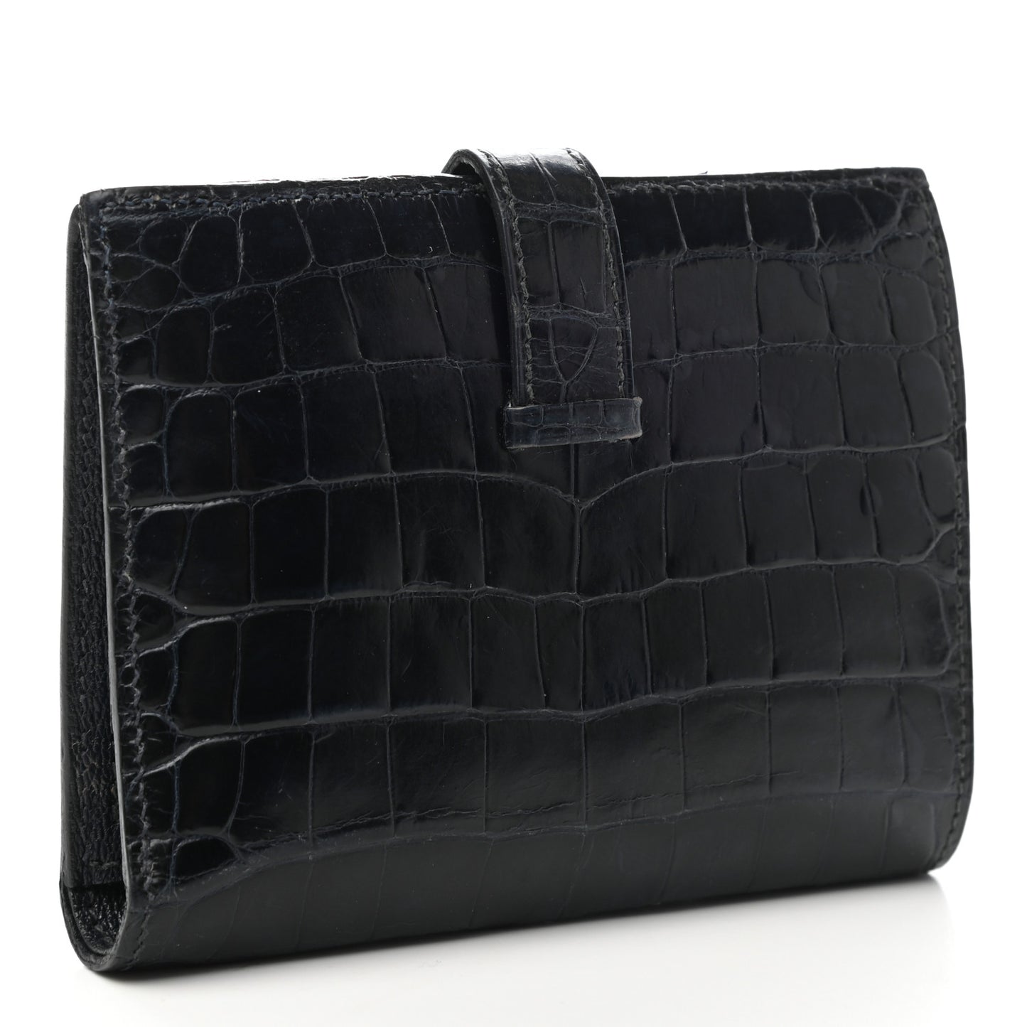 Matte Alligator Bearn Compact Wallet Bleu Indigo