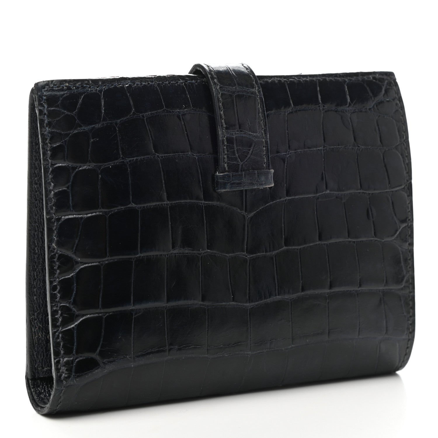 Hermes Matte Alligator Bearn Compact Wallet Bleu Indigo 3 of 7