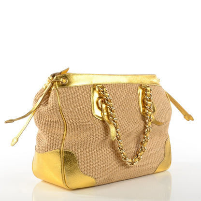 Prada Paglia Cinghiale Tote Naturale Oro 3 of 9