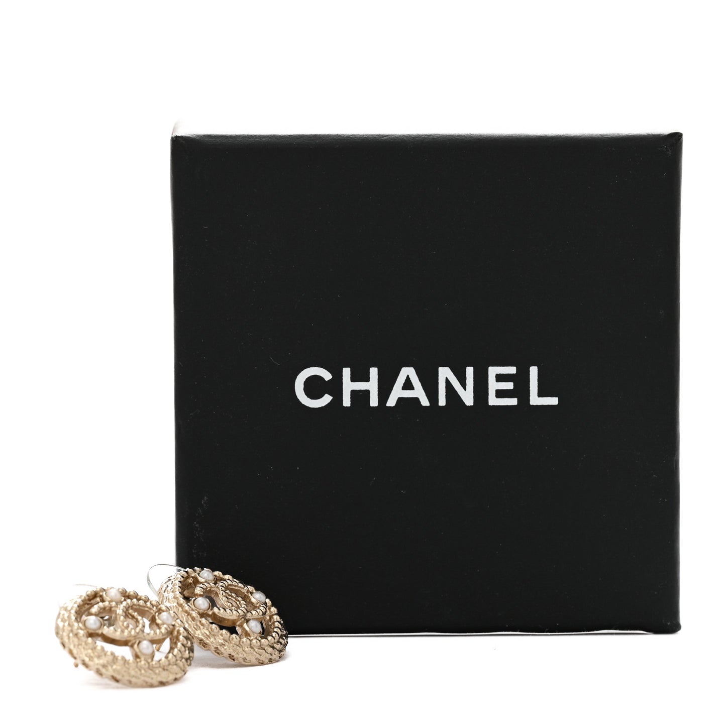 Pearl CC Round Rope Earrings Gold