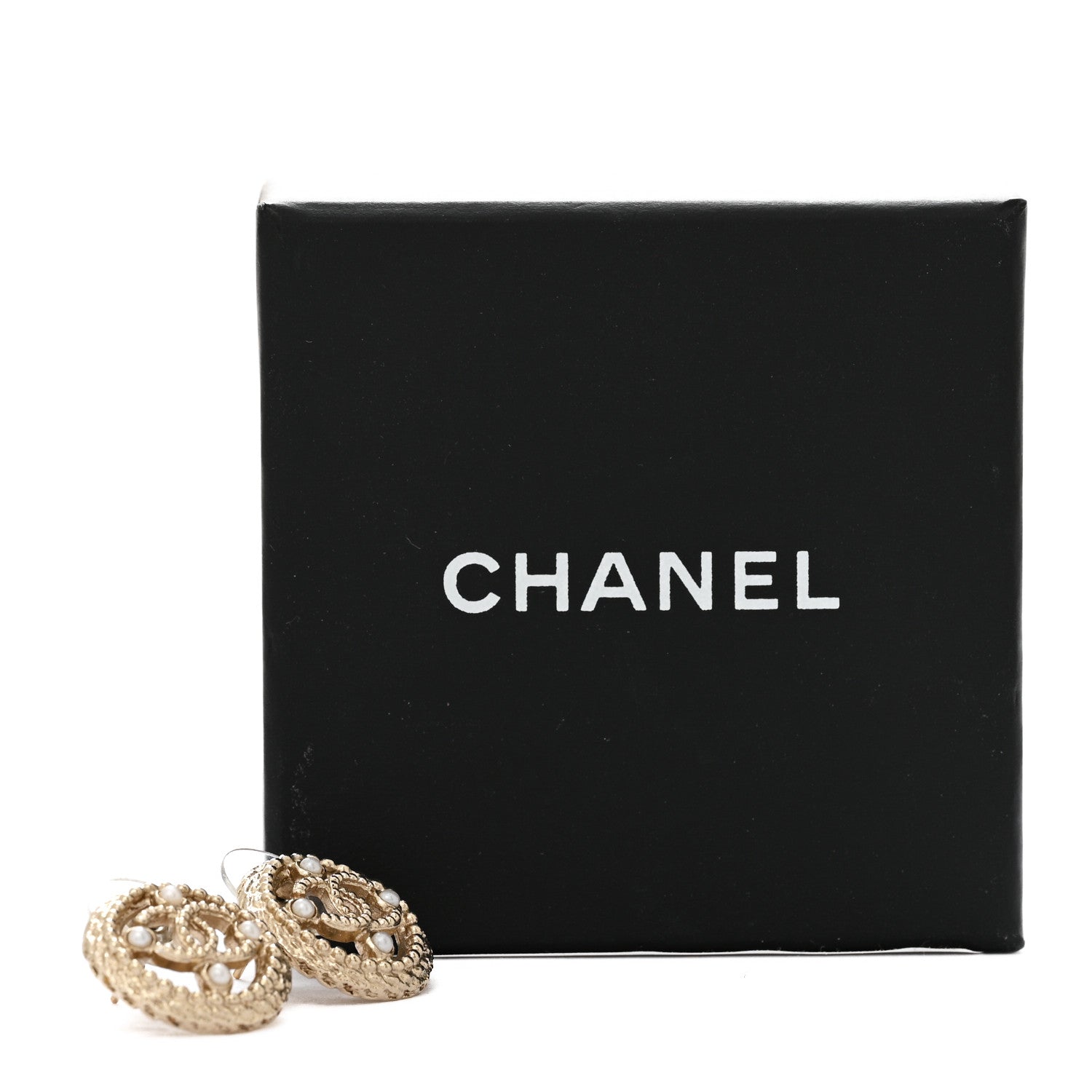 Chanel Pearl CC Round Rope Earrings Gold 5 of 5