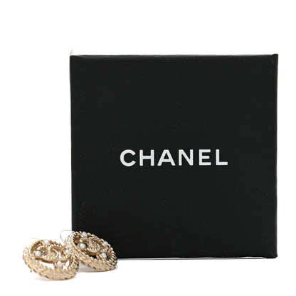 Chanel Pearl CC Round Rope Earrings Gold 5 of 5