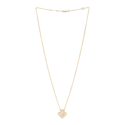Van Cleef & Arpels 18K Yellow Gold Mother of Pearl Vintage Alhambra Pendant Necklace 3 of 6