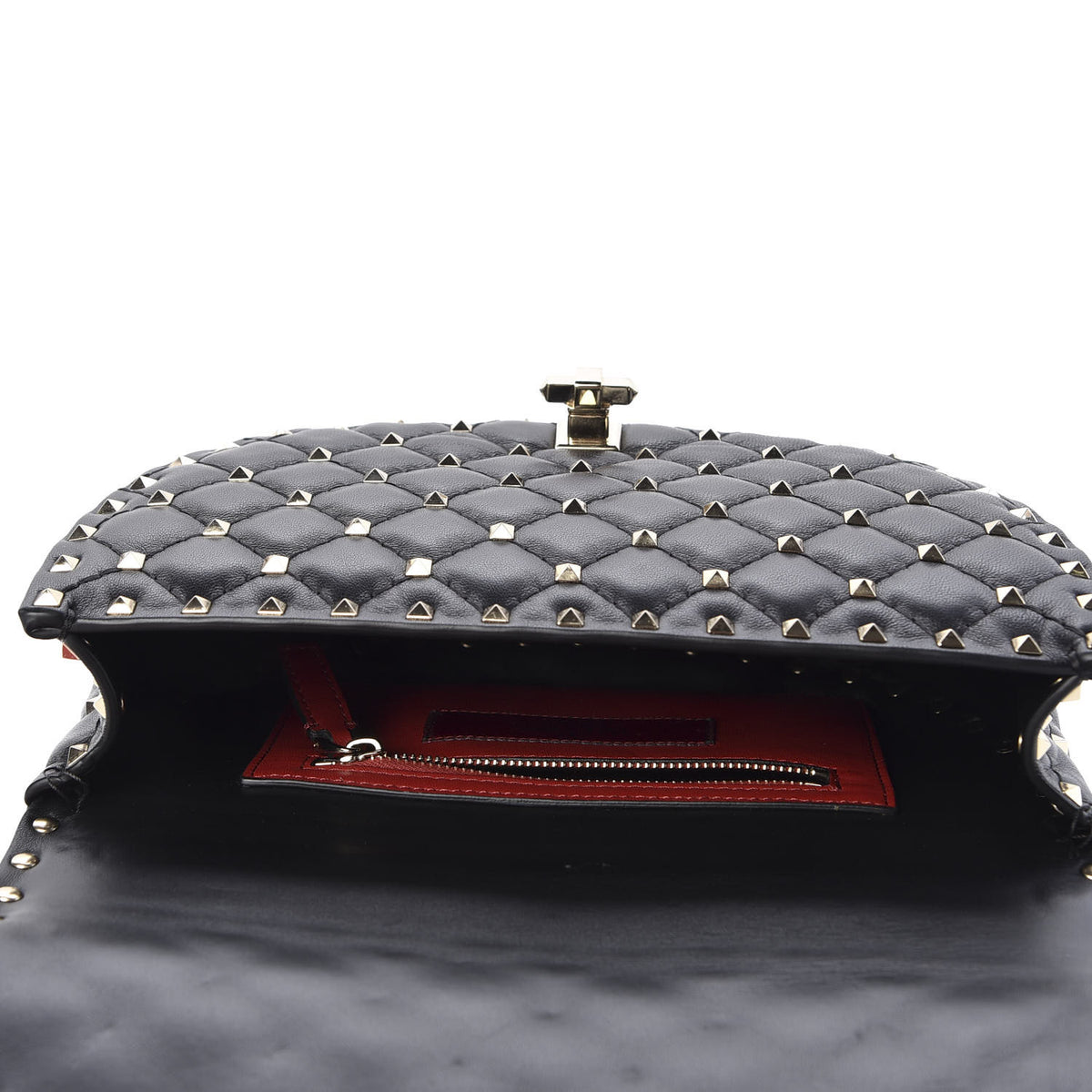 Nappa Medium Rockstud Spike Halfmoon Saddle Bag Black