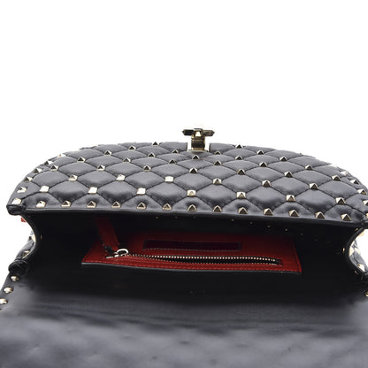 Valentino Garavani Nappa Medium Rockstud Spike Halfmoon Saddle Bag Black 4 of 10