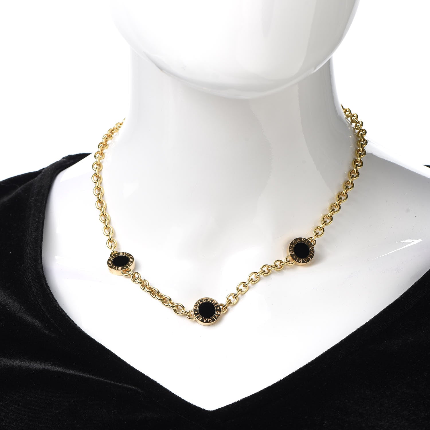 Bulgari 18K Yellow Gold Black Onyx BVLGARI BVLGARI Station Necklace 2 of 5