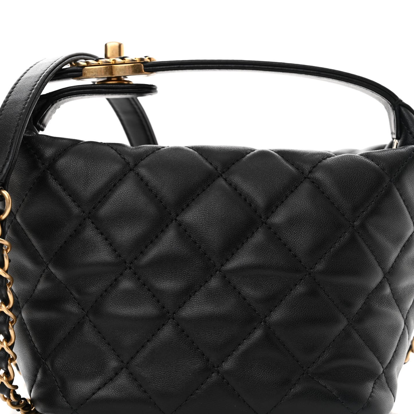 Lambskin Quilted Small Perfect Meeting Hobo Black